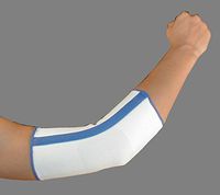 Alpha Medical Spiral Stay Compression Elbow Brace (Medium, White w/Blue Trim)