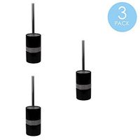 Home Basics Sequin Accented Ceramic Luxury Hideaway Toilet Brush Holder with Steel Handle, Black (3)