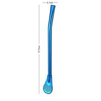 Iuhan Fashion Multicolour Stainless Steel Drinking Tea Yerba Mate Straw Gourd Bombilla Filter Spoon (Blue)