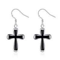 1set Fashion wedding 925 sterling Silver plated charms women Cross Earring Jewelry Accessory Good Fine Accessories Women Design Cheap Bright Designer Pendant