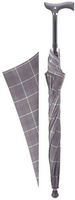 Walking Cane"Step-Brella" Adjustable Cane Umbrella. with Grey & Burgundy Pattern