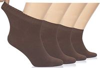 Hugh Ugoli Lightweight Men's Diabetic Ankle Socks Bamboo Thin Socks Seamless Toe and Non-Binding Top, 4 Pairs, Brown, Shoe size: 8-12