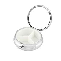 Waterproof Metal Heart-Shaped Pill Box Case Bottle Cache Drug Holder Keychain Container for Outdoor Travel Camping Silver (Round)