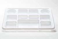 PlasticThali - Eleven Compartment white Plastic Plate (FDA approved Virgin Plastic) … (100)