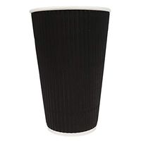 16 oz Colorful Paper Drink Cups - Black Ripple Cold Drink Paper Cups - Beautiful and Disposable Cups Made of Extremely Paper - Frozen Dessert Supplies - 25 Count