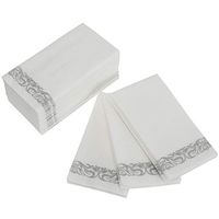 Foraineam 100-Pack Linen-Feel Disposable Hand Towels Decorative Paper Hand Napkins - Silver Floral Paper Guest Towels