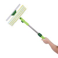 Professional Window Squeegee Cleaner with Scrubber, Extension Pole, 2 in 1 Telescopic Window Washing Equipment, Glass Cleaning Tools for Indoor/Outdoor High Window