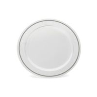China-Like White w/ Silver Border Premium Quality Heavyweight 6" Plastic Plates 10 Count