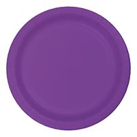Creative Converting 318917 Amethyst Plastic Paper Dinner Plates, 9", Purple