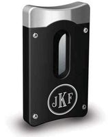 Personalized Caseti Matte Black Wedge V Cigar Cutter with Free Laser Engraving (Roman Monogram)