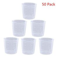 Tongxu 50 Pack 60ml/2oz Plastic Measuring Cups Disposable, Plastic Medical Measuring Cups for Mouthwash/Pills/Medicine Pots Liquid