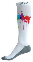 A-Swift Compression Socks Women & Men 20-30mmhg - Suits Nurses, Maternity Pregnancy - Below Knee High (Rainbow Splatter, Medium)
