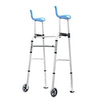 ZWJ-Rolling Walkers Walker, Home-Assisted Walking Bracket with Two Wheels, Adjustable Height, Foldable Removal (Color : Blue, Size : #2)