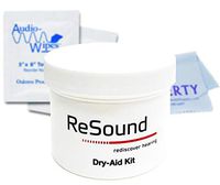GN Resound Dry-Aid Jar - Hearing Aid Dehumidifier Drying Jar with Microwaveable Desiccant - Includes AudioWipes Towelettes and Liberty Microfiber Cloth