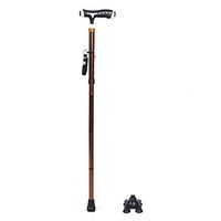 DNSJB Folding Walking Stick Lightweight Height Adjustable Crutches Portable Cane with Ergonomic Handle,Non-Slip Base (Color : Brown)
