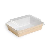 Clear Plastic Lid (Case of 20), PacknWood - Recyclable Tray Cover for (210PAN850) Kraft Box Food Containers (6.6" x 4.7" x 1.8") PK210PANL851