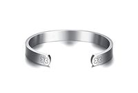 VNOX Free Engraving Stainless Steel Medical Alert ID Open Cuff Bangle Bracelet for Men Women,Silver,8"