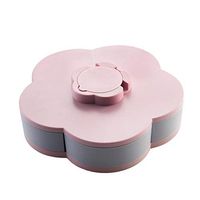 Meidexian888 Creative Double Layer Bloom Rotating Snack Box Flower Design Candy Food Storage Box Jewelry Organizer (Pink)