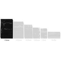 100 - Black & Black Mylar Smell Proof Bags w/Rx Labels (Generic Labels, 1 Ounce)