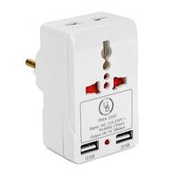 European Adapter by Yubi Power TMA32SU Travel Adapter with 2 Universal Outlets and 2 USB 2.0 Ports - Built in Surge Protector and Light Indicator - Plug Type E/F for France, Germany, Spain, and more!