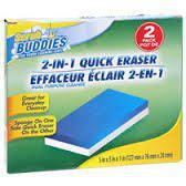 Scrub Buddies 2-in-1 Quick Sponge Eraser for Tough Cleaning Jobs, Reusable Sponge on One Side Quick Eraser on the Other.