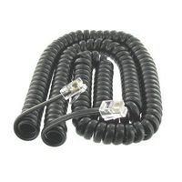 Dark Grey Coiled Telephone Phone Handset Cable Cord, Coiled Length 20 feet