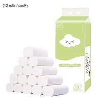 12 Rolls 4-Ply Toilet Paper Soft Strong Toilet Tissue Cotton Roll Paper Household Towel Tissue for Home Bathroom Kitchen Office Workshop