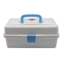 BangQiao White Plastic Two Tier Trays First Aid Storage Box Container Bin with Red Cross, Family Emergency Medicine Kit Case Organizer