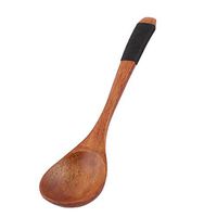 uxcell Wood Kitchen Utensil Soup Porridge Rice Serving Spoon Scoop 19cm Length Brown