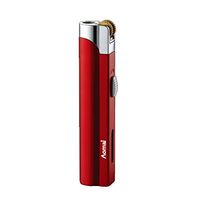 AOMAI Windproof Jet Torch Butane Flame Butane Viewable Cigar Cigarette Lighter with Lock Red