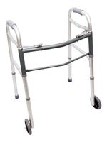 Two-Button Folding and Height-Adjustable Walker (Adult with Straight Front and Wheels)