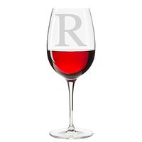 Classic Elegance Initial Engraved 18 oz Wine Glass, Letter R
