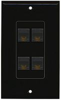 RiteAV Decorative 1 Gang 4 Port Cat6 Wall Plate - Black/Black