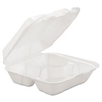 GEN HINGEDM3 8 1/4 x 8 x 3 White 3-Comp Foam Hinged Carryout Container (Case of 200)