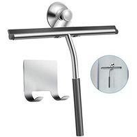 TOPBATHY Shower Squeegee,Stainless Steel Bathroom Squeegee Cleaner with 2 Hook,10 Inch Blade and 8inch Longer Handle for Shower Doors,Glass Window, Mirror and Car Glass