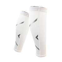 Herbalcandybox Calf Compression Sleeve,Reflective Compression Leg Sleeves for Men & Women and Runners - Calf Guard for Running, Cycling, Travel, 1 Pair,White,Medium