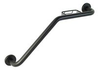 Lifeline Soap Basket Angled Grab Bar - Left Hand | Matte Black