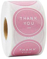 PAPERLILY Thank You Stickers - 1.5" | 500 Pink Labels Per Roll
