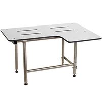 Seachrome SSL2-320225-PWS Signature Series Lift-Assist Transfer Shower Seat, L-Shaped Left-Hand, Wall Mounted, ADA, 32 Inch x 22.5 Inch, Solid White Phenolic, 32" x 22.5"