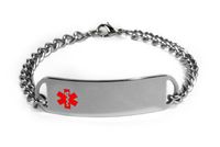 Myasthenia Gravis Medical ID Alert Bracelet with Embossed Emblem from Stainless Steel. D-Style, Premium Series.