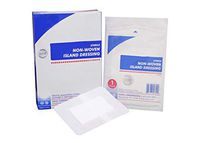 Island Dressing. Case of 200 Adhesive Dressings 4" x 4" for Wound Protection. Sterile dressings with Non-Adherent Island pad. Single use & Latex-Free.