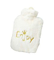White Cute Hot Water Bottle with Soft Flannel Cover Portable 27 * 15.5cm