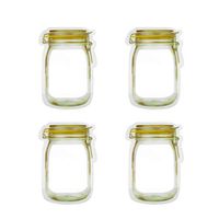 Snorda Jar Shaped Food Sandwich Storage Bags Zipper Reusable Leakproof for Travel Kids Snack Saver (Pack of 4) - Eco, Non-Toxic, Prevent Bag Smell, Keep Food Fresh