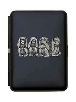 "Four Monkeys" (Hear No Evil, See No Evil, Speak No Evil, Up to Evil) Slim King Black Pocket Case/Cigarette Case