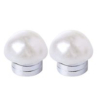 Lottoy 1 Pair Unisex Weight Loss Ear Stud, Healthy Stimulating Acupoints Magnetic Therapy Earrings,No Piercing (Pearl)
