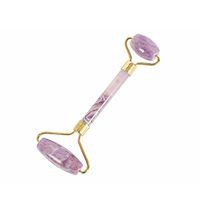 Asingeloo Roller Anti Aging Natural Stone Roller Therapy 100% Natural Stone Facial Roller Double Head Neck Healing Slimming Massager (Amethyst, Double Head)