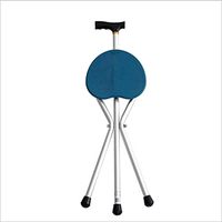 Walking Stick Aluminum Stool Multifunctional High Efficiency Protection Seat Cane Vintage Comfortable Rest Ergonomic Design Non-Slip Sturdy Support Alloy and Abs