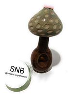 Green/Brown Detailed Mushroom Functional Blown Glass Art Piece with Free SNB jar