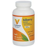 The Vitamin Shoppe Bilberry Extract 120MG, Antioxidant That Promotes Eye, Night Vision Blood Circulation Health, Standardized to 25 Anthocyanins (240 Capsules)