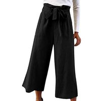 CCatyam Plus Size Pants for Women, Yoga Trousers Wide Leg Bandage Loose Leisure Fashion Black
